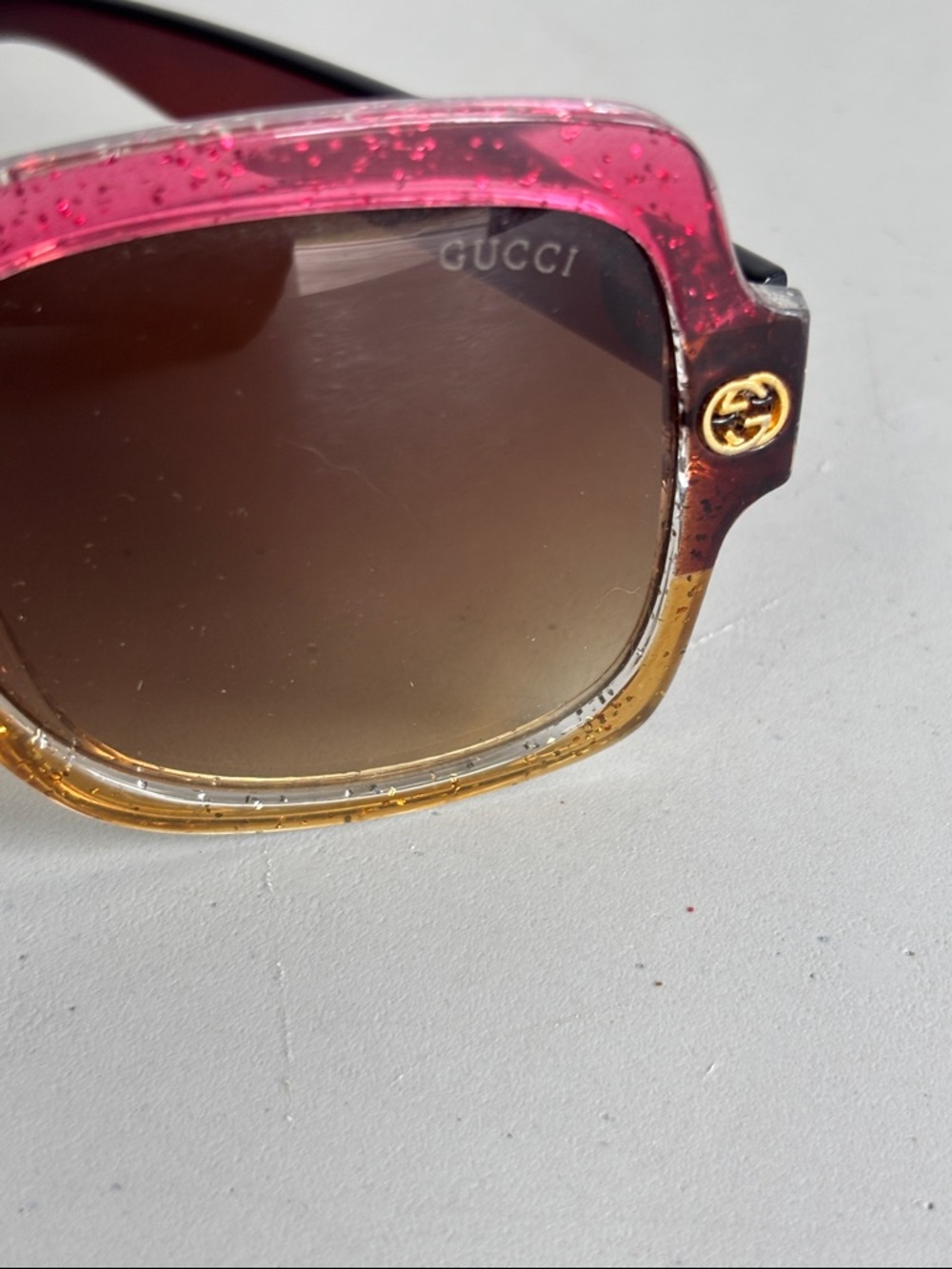 Gucci Women’s Pink to Gold Ombre Square Sunglasses - Picture 8 of 8